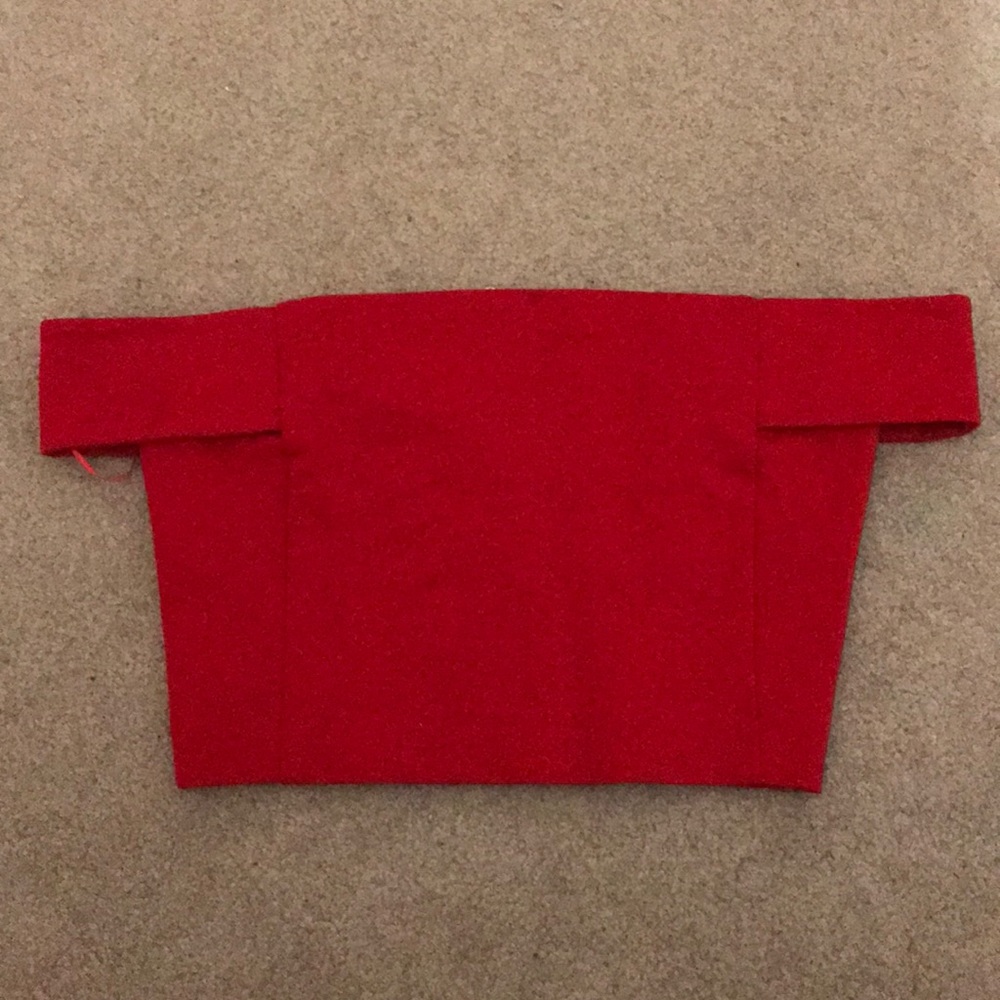 Red crop off the shoulder top